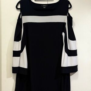 Alfani Black and White Cold Shoulder Sheath Top